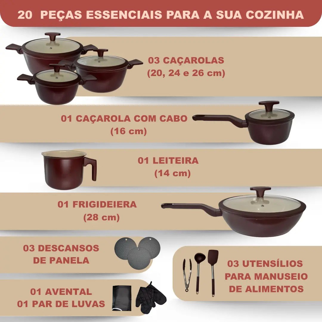 Jogo de Panela Omega Cerâmica Premium 20 Peças — Detalhe cerâmica